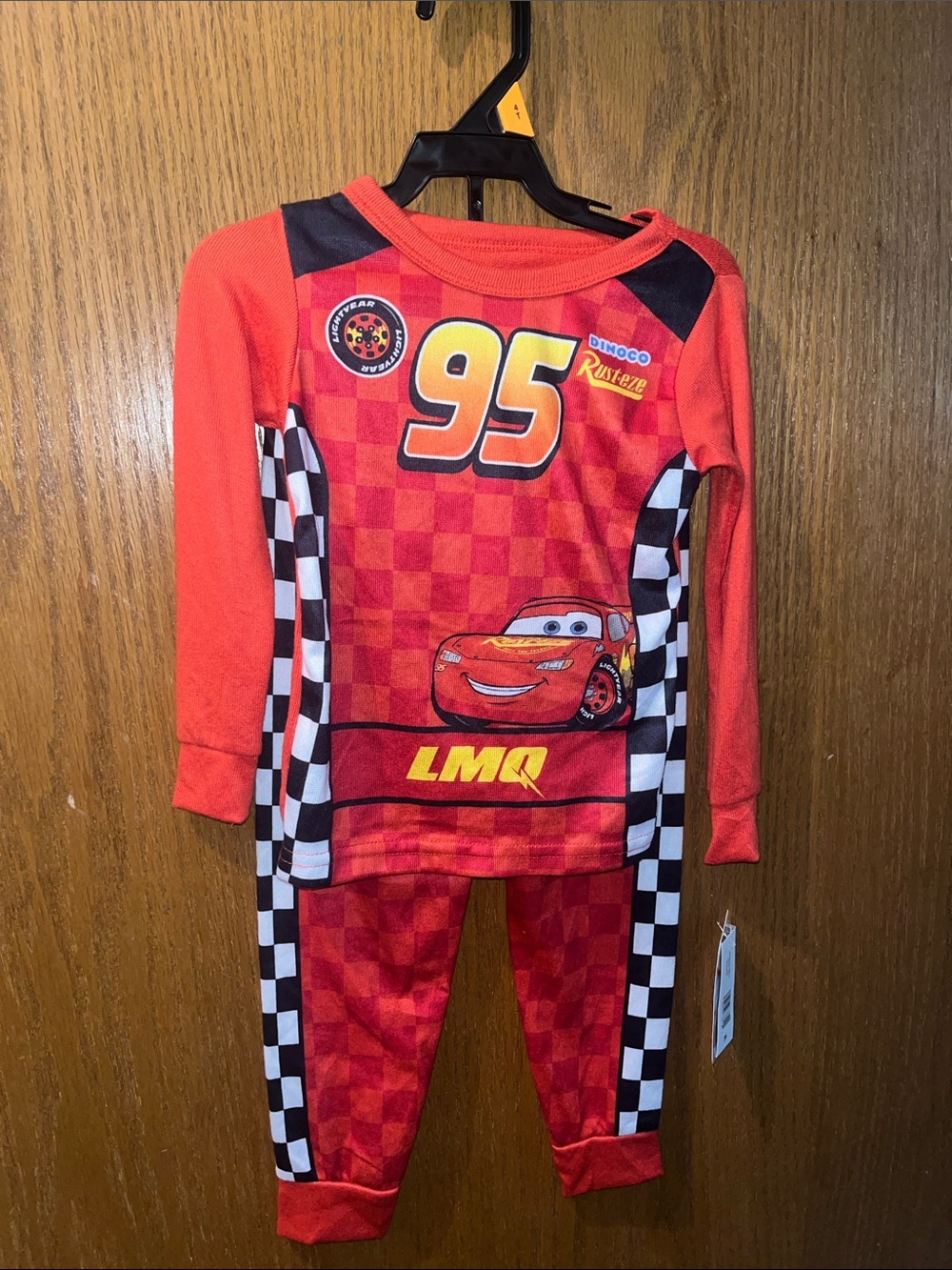 Disney Red Lightning McQueen 95 Pajama Set with Checkered Panels